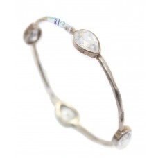 Sterling silver 925 jewelry bangle bracelet white zircon gem stones C 569
